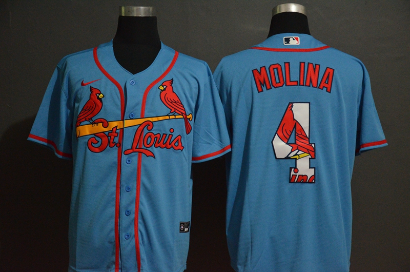 Men St.Louis Cardinals 4 Molina Blue Nike Game MLB Jerseys